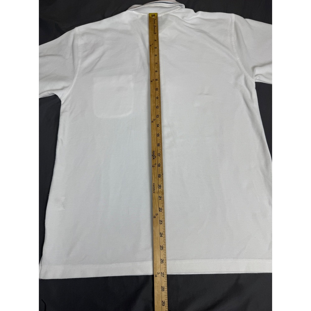Vintage Troy Bros White Short Sleeve Polo Shirt Striped Collar Mens Medium - Picture 4 of 13